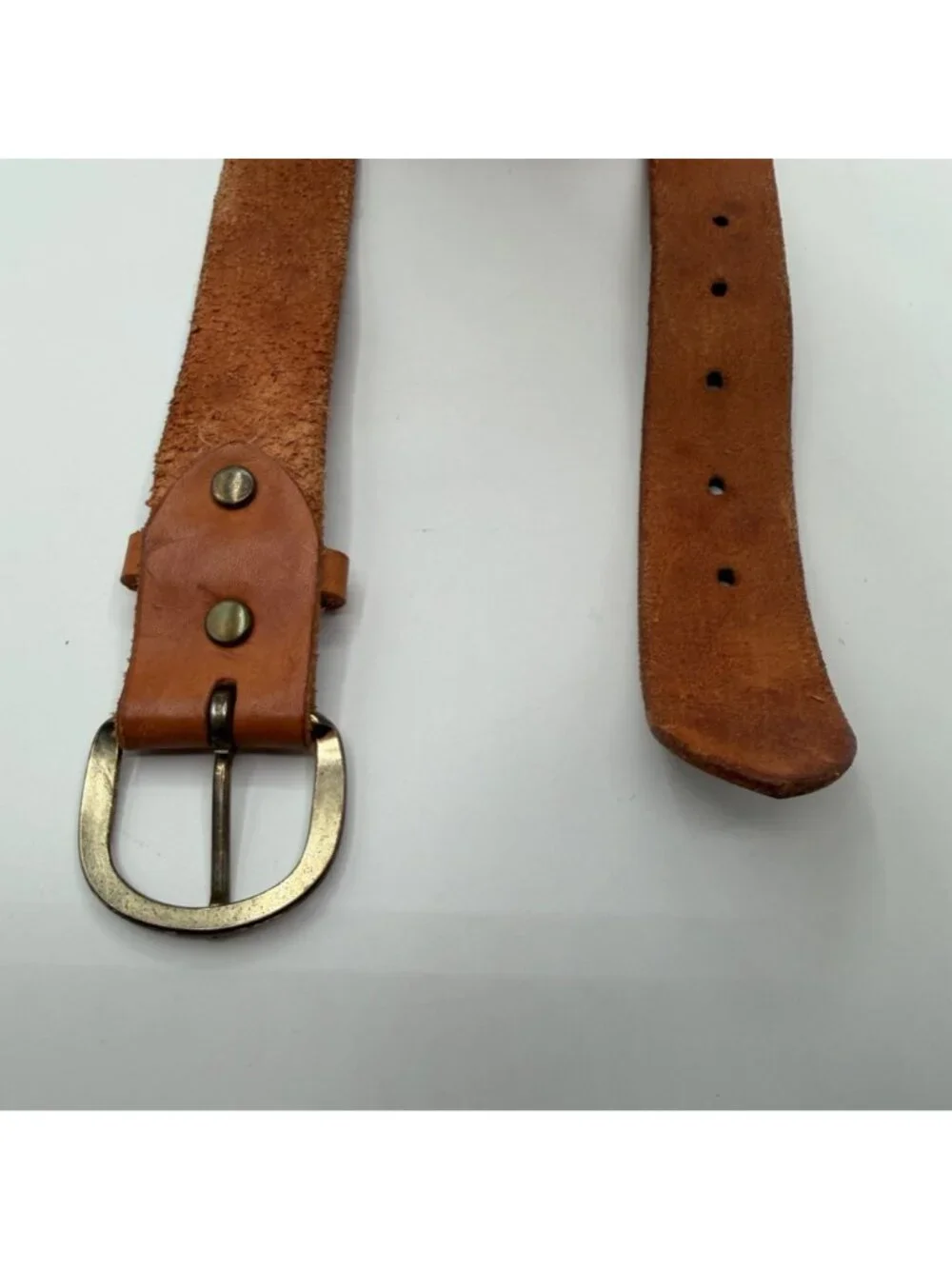 Vintage Brown Western Style Tooled Leather Name Belt JESSE Size 32